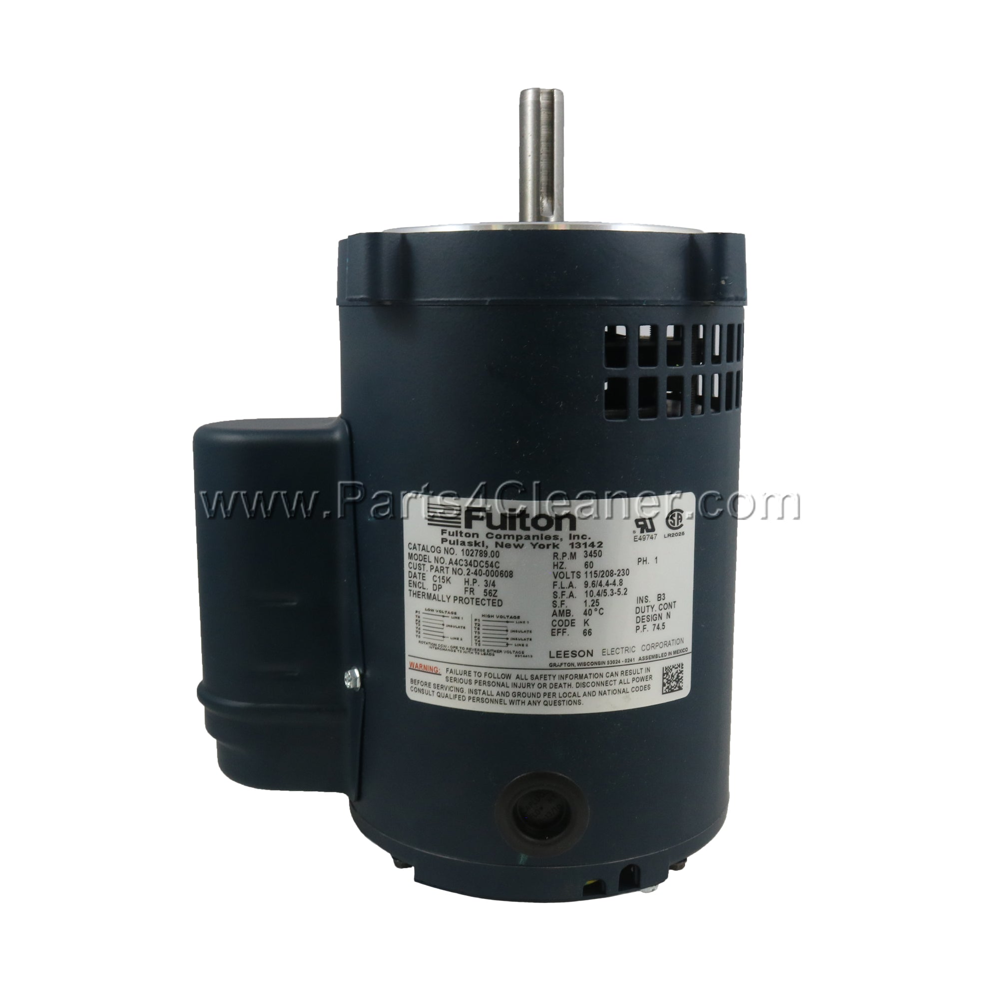 FULTON 3/4 HP BURNER MOTOR (FN240608) Parts 4 Cleaner